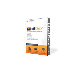 MailDex EMail Manager and Converter. Software box illustration.